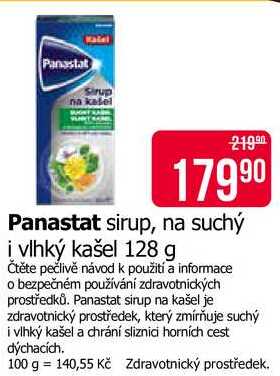Panastat sirup, na suchý i vlhký kašel 128 g Teta drogerie