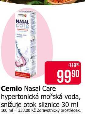 Cemio Nasal Care hypertonická mořská voda, snižuje otok sliznice 30 ml