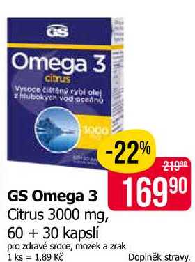 GS Omega 3 citrus 3000 mg, 60 + 30 kapslí Teta drogerie