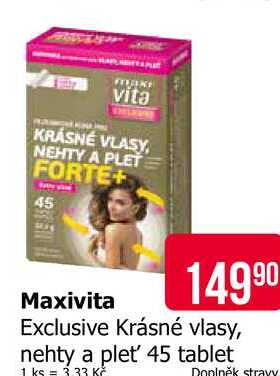 Maxivita Exclusive Krásné vlasy, nehty a pleť 45 tablet Teta drogerie