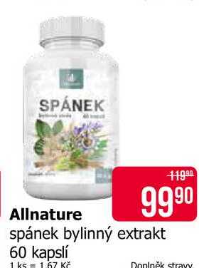 Allnature spánek bylinný extrakt 60 kapslí Teta drogerie