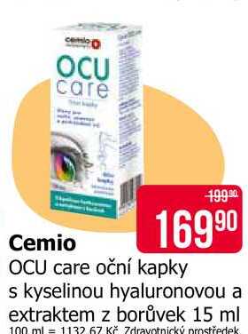Cemio OCU care oční kapky s kyselinou hyaluronovou a extraktem z borůvek 15 ml Teta drogerie