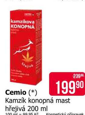Cemio Kamzík konopná mast hřejivá 200 ml Teta drogerie