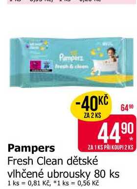 Pampers Fresh Clean dětské vlhčené ubrousky 80 ks Teta drogerie
