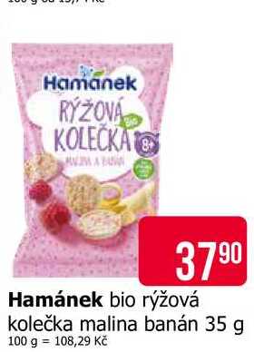 Hamánek bio rýžová kolečka malina banán 35 g Teta drogerie