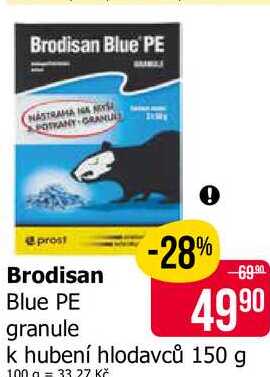 Brodisan Blue PE granule k hubení hlodavců 150 g