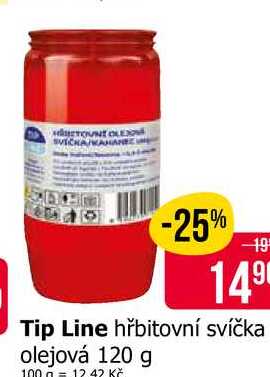 Tip Line hřbitovní svíčka olejová 120 g Teta drogerie