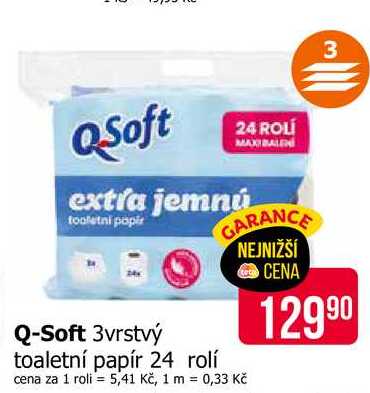 Q-Soft 3vrstvý toaletní papír 24 rolí Teta drogerie