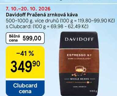 Davidoff Pražená zrnková káva, 500-1000 g
