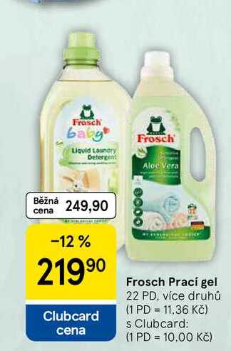 Frosch Prací gel, 22 PD, více druhů Tesco