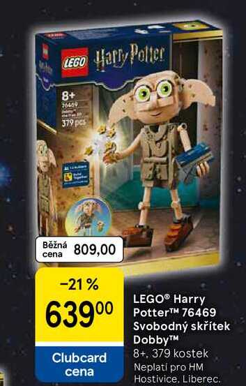 LEGO® Harry Potter™ 76469 Svobodný skřítek Dobby 8+, 379 kostek Tesco