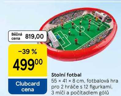 Stolní fotbal 55 x 41 x 8 cm, fotbalová hra pro 2 hráče s 12 figurkami, 3 míči a počítadlem gólů Tesco