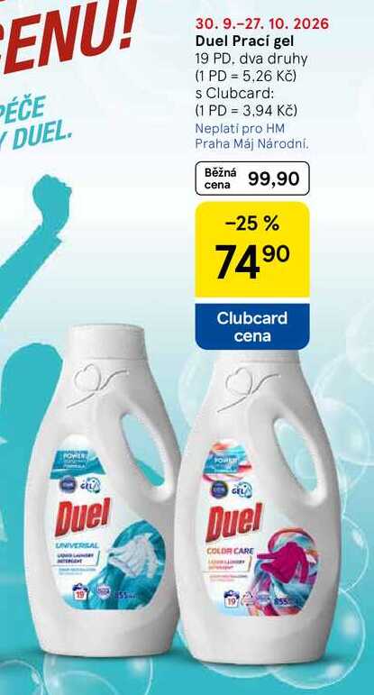 Duel Prací gel, 19 PD, dva druhy Tesco