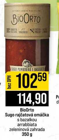 BioOrto Sugo rajčatová omáčka s bazalkou arrabbiata zeleninová zahrada 350 g