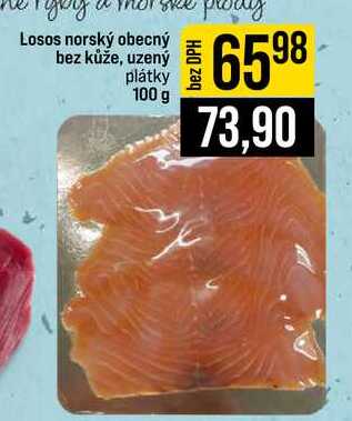 Losos norský obecný bez kůže, uzený plátky 100 g 