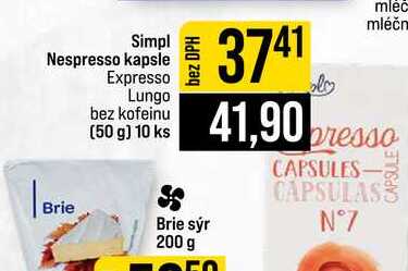 Simpl Nespresso kapsle Expresso Lungo bez kofeinu (50 g) 10 ks