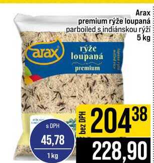 Arax premium rýže loupaná parboiled s indiánskou rýží rýže loupaná premium 5 kg