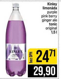 Kinley limonáda purple pink berry ginger ale tonic original 1,5l