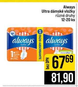 Always Ultra dámské vložky různé druhy 12-20 ks JIP