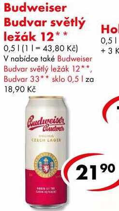 Budweiser Budvar světlý ležák 12, 0,5 l
