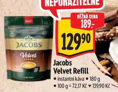 Jacobs Velvet Refill instantní káva 180 g