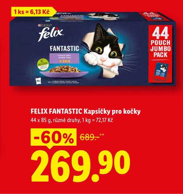 FELIX FANTASTIC Kapsičky pro kočky, 44 x 85 g