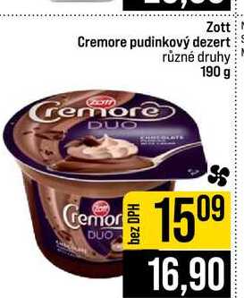 Zott Cremore pudinkový dezert různé druhy 190 g 