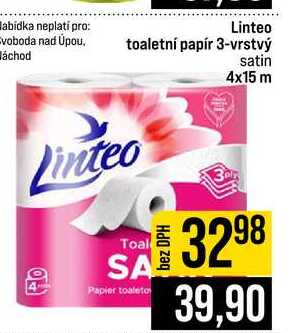Linteo toaletní papír 3-vrstvý satin 4x15 m
