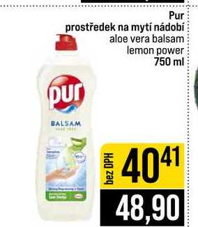 Pur prostředek na mytí nádobí aloe vera balsam lemon power 750 ml JIP