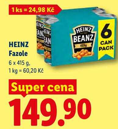 HEINZ Fazole, 6x 415 g