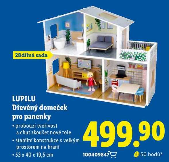LUPILU Dřevěný domeček pro panenky Lidl