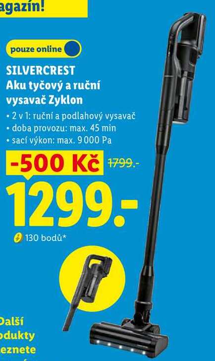 SILVERCREST Aku tyčový a ruční vysavač Zyklon 