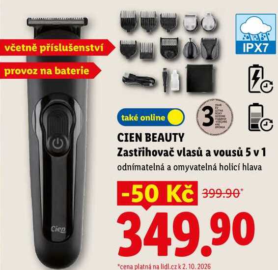 CIEN BEAUTY Zastřihovač vlasů a vousů 5 v 1