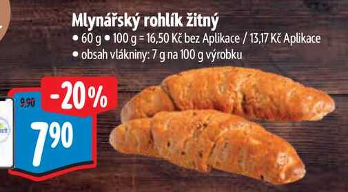 Mlynářský rohlík žitný, 60 g