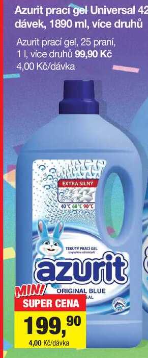 Azurit prací gel Universal 42 dávek, 1890 ml, více druhů Šlak