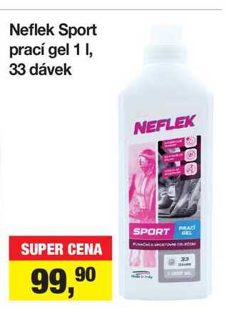 Neflek Sport prací gel 1 I, 33 dávek Šlak