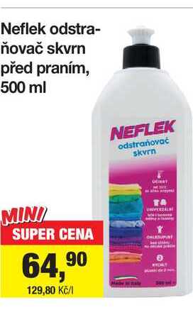 Neflek odstraňovač skvrn před praním, 500 ml Šlak