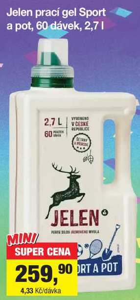 Jelen prací gel Sport a pot, 60 dávek, 2,7 l