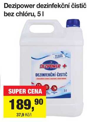 Dezipower dezinfekční čistič bez chlóru, 5 l Šlak