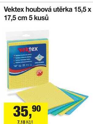 Vektex houbová utěrka 15,5 x 17,5 cm 5 kusů Šlak