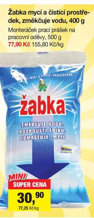 Žabka mycí a čistící prostředek, změkčuje vodu, 400 g Šlak