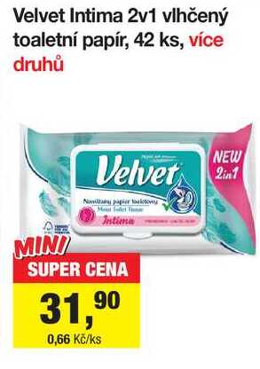 Velvet Intima 2v1 vlhčený toaletní papír, 42 ks Šlak