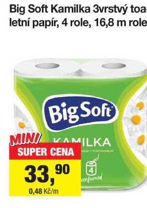 Big Soft Kamilka 3vrstvý toa letní papír, 4 role, 16,8 m role Šlak