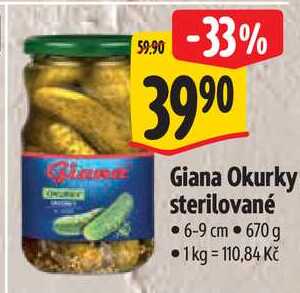 Giana Okurky sterilované, 670 g
