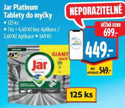 Jar Platinum Tablety do myčky, 125 ks