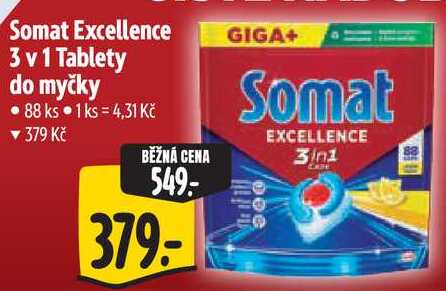 Somat Excellence 3 v 1 Tablety do myčky, 88 ks Albert