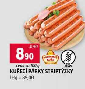 KUŘECÍ PÁRKY STRIPTÝZKY 100g