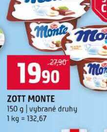 ZOTT MONTE 150 g vybrané druhy