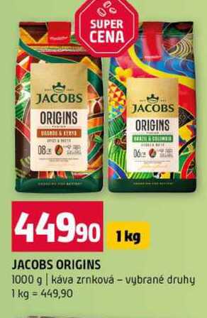 JACOBS ORIGINS 1000 g káva zrnková vybrané druhy