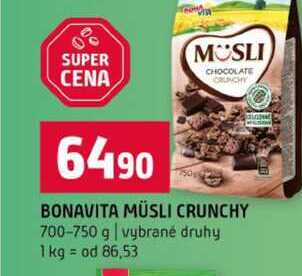 BONAVITA MÜSLI CRUNCHY 700-750 g vybrané druhy